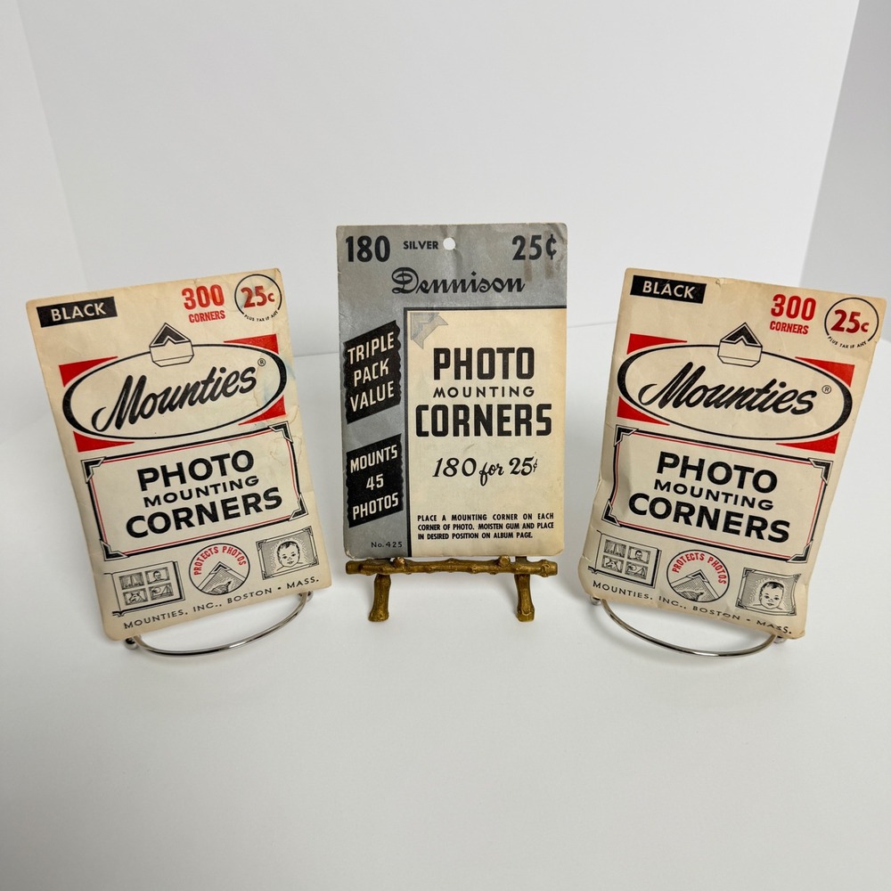 Vintage Mounties Dennison Photo Mounting Corners Lot 3, 2‎ Sealed 1 Opened